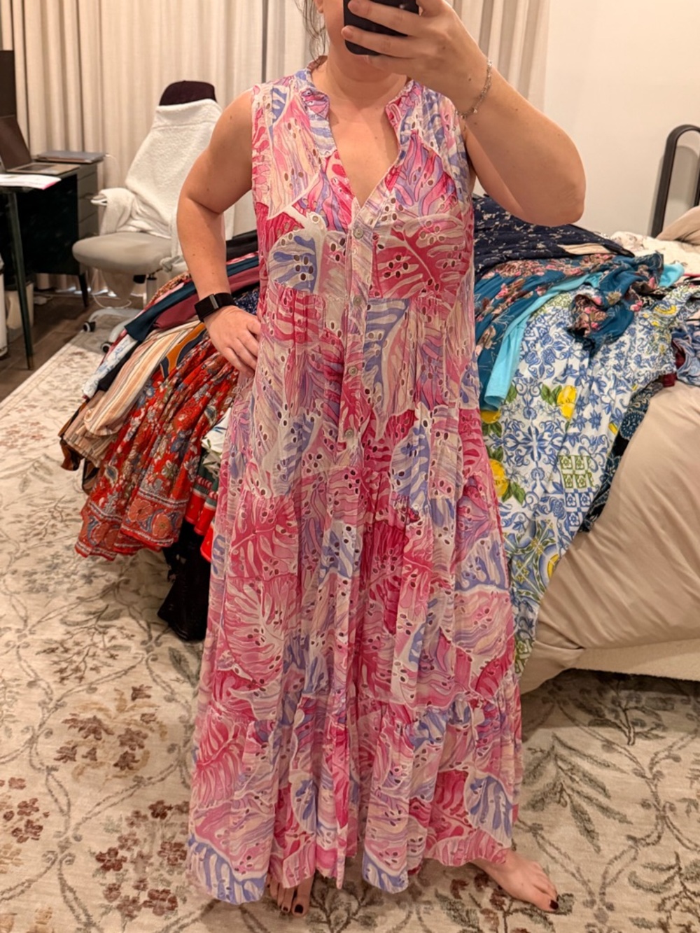 Pink & Lavender Sleeveless Maxi Dress